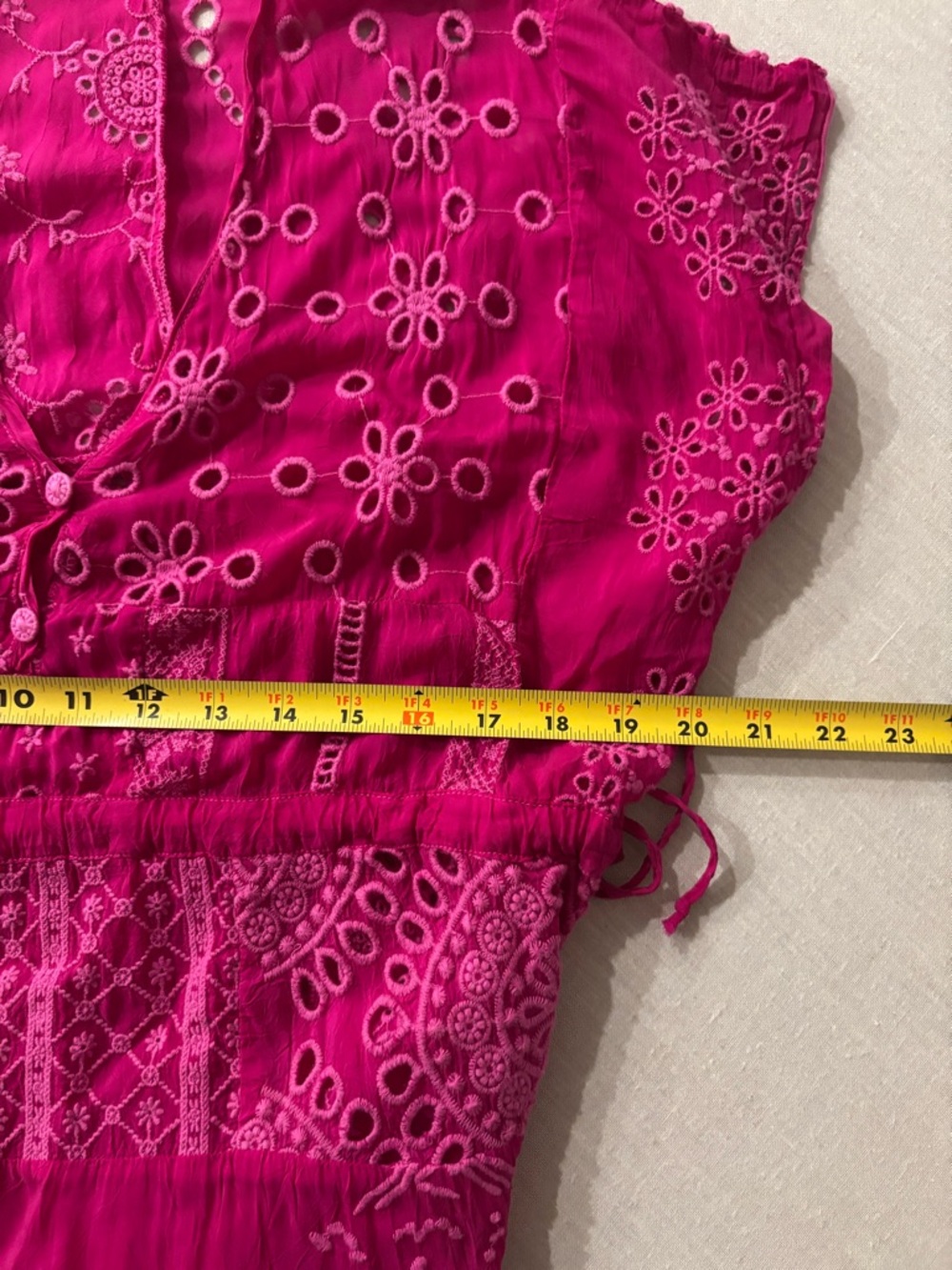 Johnny Was Olympic Patchwork Maxi Dress Hot Pink Cotton Size S - Picture 7 of 9